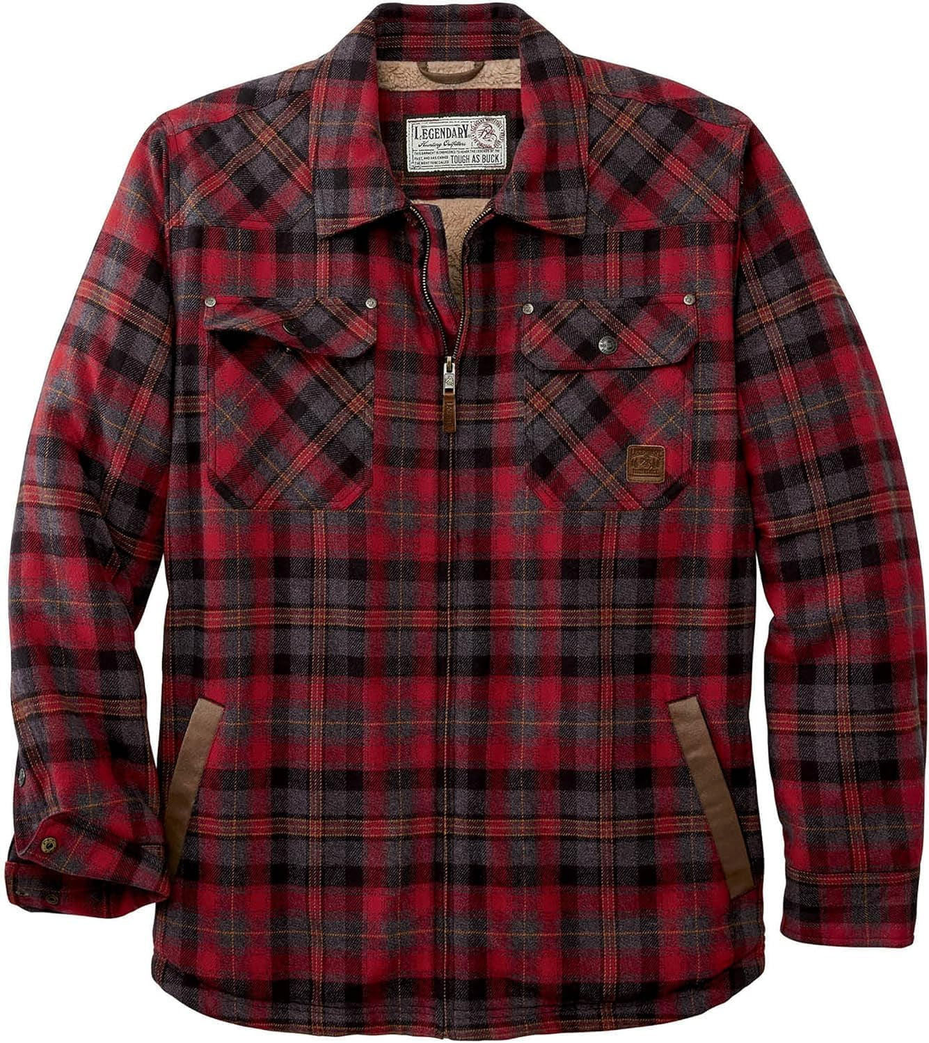 Men'S Sherpa Lined Shirt Jacket Flannel Shacket Fully Insulated