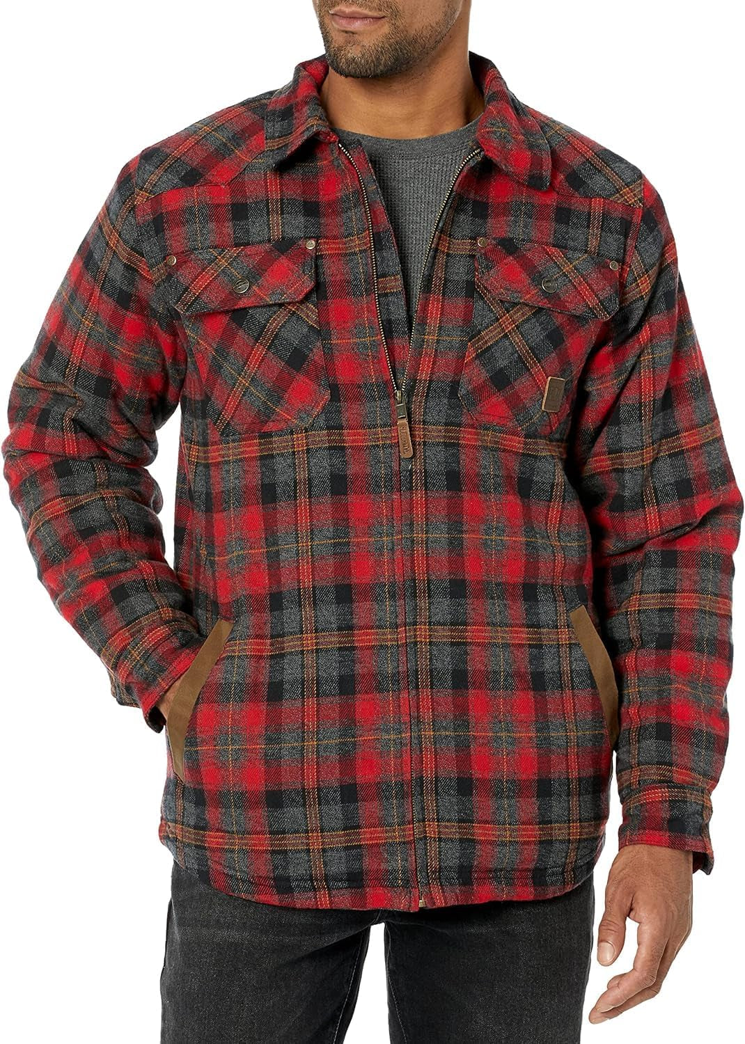 Men'S Sherpa Lined Shirt Jacket Flannel Shacket Fully Insulated