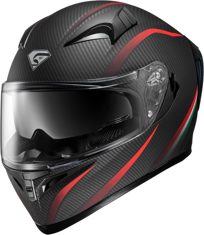 Full Face Motorcycle Helmet with Internal Tinted Visor & DOT Approved for Moped ATV Cruiser Scooter (Matt Red, Large)