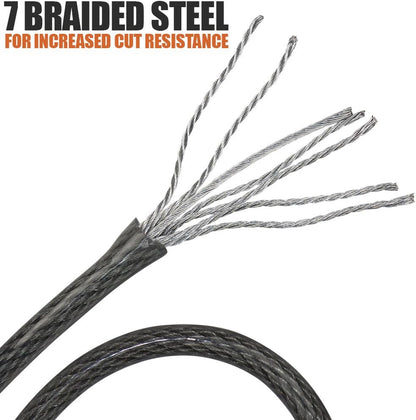 Heavy-Duty 4FT Security Cable Lock with Loops - 10Mm (3/8 Inch) Cut-Resistant Braided Steel Cable - Versatile & Weatherproof - Security Chain for Padlock, Chain Lock, Wire Lock
